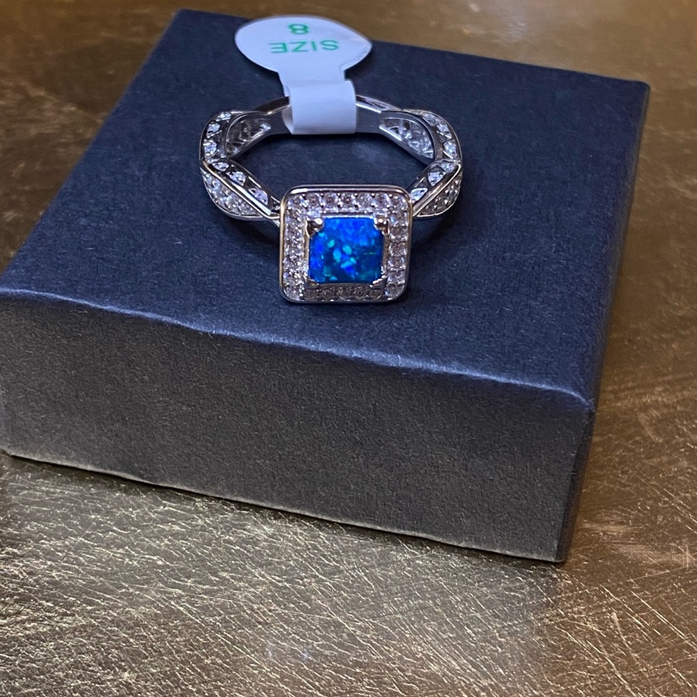 UNICORN - Ring - .925 Solid Sterling Silver - Blue Green Fire Opal